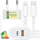 Carregador Turbo 40W Compatível iPhone X Xr 8 11 12 13 14 Plus Pro Max iPad Duas Entradas USB e USBc Tipo C Com Cabo Tipo C Lightning Carga Rápida Te