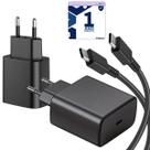 Carregador Turbo 45w PD Preto Com Cabo USB Tipo-C Compatível Com Galaxy S24 Ultra