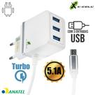 Carregador Turbo com 3 USB 5.1 A XC-UR12 Carregador Turbo com 3 USB 5.1 A XC-UR12