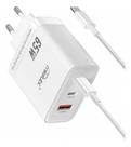 Carregador Turbo Porta tripla 2 USB-C e 1 USB-A + Cabo Usb C GaN Charger 65W High Quality
