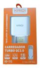 Carregador Turbo Qc3.0 Kaidi Kd-111s Usb Micro 18w Potência