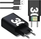 Carregador Turbo Rápido 30W Compatível para Samsung Galaxy S20 S21 S22 S23 S24 S7 A10 A70 A71 A50 A51 A10 A01 A02 A03 J7 J8 Ultra Tab Tablet (Preto)