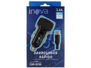 Carregador Turbo Veicular 3.4 A 5V 2 Saídas + Cabo Usb Tipo C Carregador Turbo Veicular 3.4 A 5V 2 Saídas + Cabo Usb Tipo C