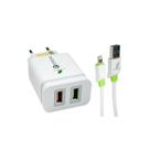 Carregador ultra rapido 4.a 18w duplo usb com cabo ligthning