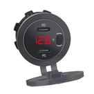 Carregador USB C Duplo para Moto com Voltímetro Digital 12V 24V Cor:Vermelho