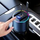 Carregador veicular DICMKY Hub USB de 4 portas com luz RGB e cabos retráteis Carregador veicular DICMKY Hub USB de 4 portas com luz RGB e cabos retráteis