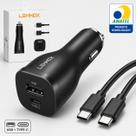 Carregador Veicular Lehmox Turbo 45W USB e Type-C com Cabo Incluso