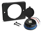 Carregador Veicular Tomada 2 em 1 usb Celular 12v 24v 3a moldura Painel