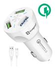 Carregador Veicular Turbo 3.0 - 3 Em 1 Cabo android Original Branco