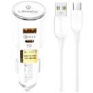 Carregador Veicular Turbo 30w USB e Type-C Com Cabo 1 Metro