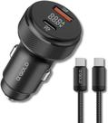 Carregador Veicular Turbo Dual Port 60W Com Carregamento Rápido USB 3.0 + Tipo C Premium Com Cabo Tipo-C/USB-C