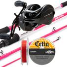 Carretilha Black Tamba Bg Esquerda, Vara Hyperion Rosa e Linha Celta Laranja Lado da Manivela:EsquerdoCor:Vara 2,70