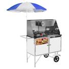 Carrinho 2 em 1 Cefaz Hot Dog e Lanche Luxo Branco com Rodas Maciças e Guarda Sol BL09M/GS