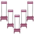 Carrinho 2 Haste Rosa Alumínio Rodas Silicone P/ Mochila
