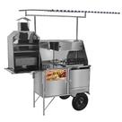 Carrinho 3 em 1 Cefaz Hot Dog, Lanche Churrasco Luxo Inox Rodas Pneumáticas e Toldo LC12P/T