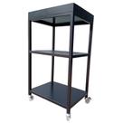 Carrinho Aparador Modelo Industrial Preto Eletrostático com 1 Bandeja, 2 Prateleiras e 4 Rodízios Carrinho Aparador Modelo Industrial Preto Eletrostático com 1 Bandeja, 2 Prateleiras e 4 Rodízios