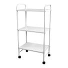 Carrinho Auxiliar Estética 3 Tampos Universal Branco Preto