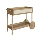 Carrinho Bar 1 Gaveta Oslo Artesano 112 cm (larg) MDP Hanover Palha Sintética Bege Pé Madeira Maciça