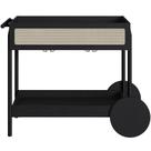 Carrinho Bar Com Porta Taças Pés Madeira Moss A03 Nero Preto