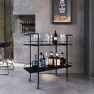 Carrinho Bar Estilo Industrial com 2 Prateleiras