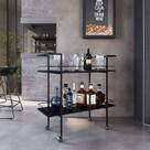 Carrinho Bar Estilo Industrial com 2 Prateleiras Preto