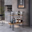 Carrinho Bar Industrial 90cm com 2 Prateleiras e Rodízios