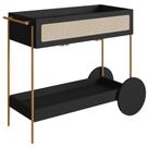 Carrinho Bar Porta Taças 110 Cm Pes Metal Oslo 28964 Nero