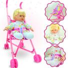 Carrinho + Boneca Brinquedo Rosa Bebe Menina Reborn Infantil