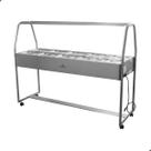 Carrinho Buffet Térmico Monovolt Inox 10 Cubas 127v Self Service