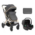 Carrinho c/ moises 3 em 1 kaia c/ bebe conforto e bolsa dark gray - kikka boo