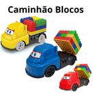 Carrinho Caminhão Blocos Cores Variadas na Caixa Caminhão Trenzinho Blocos de Montar Brinquedo