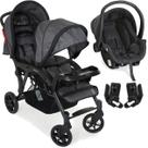 Carrinho com Bebe Cocoon Preto Gemeos Galzerano Doppio Grafite