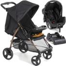 Carrinho com Bebe Conforto Base Galzerano San Remo Preto Cobre