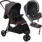 Carrinho com Bebe Conforto Base ISOFIX Burigotto CR3 Gray Red
