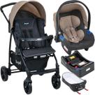 Carrinho com Bebe Conforto Base Ninho Burigotto Ecco CZ Bege