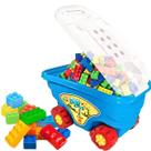 Carrinho Com Blocos De Montar 48 Peças Infantil De Brinquedo Coloridos Playcar Bloco GGB Brinquedos