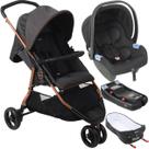 Carrinho com Moises Bebe Conforto Base Burigotto CR3 22 Gray Cobre Carrinho com Moises Bebe Conforto Base Burigotto CR3 22 Gray Cobre