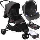 Carrinho com Moises Bebe Conforto Base Burigotto CR3 Gray Red