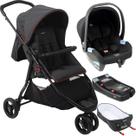 Carrinho com Moises Bebe Conforto Preto Base Burigotto CR3 22 Gray Red