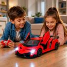 Carrinho Controle Remoto Esportivo com Brinquedo com Portas Automáticas e Luzes LED Carrinho Controle Remoto Esportivo com Brinquedo com Portas Automáticas e Luzes LED