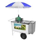 Carrinho de Água de Coco Cefaz Branco Rodas Pneumáticas e Guarda Sol BL22P/GS