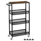 Carrinho de armazenamento MOOACE Slim 4 Tier Rolling com mesa de madeira