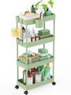 Carrinho de armazenamento rolante LEHOM Slim 4 camadas para banheiro verde