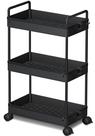 Carrinho de armazenamento Ronlap 3 Tier Slim Rolling Plastic Black