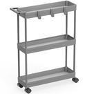 Carrinho de armazenamento Simple Houseware de 3 camadas, fino e estreito, cinza