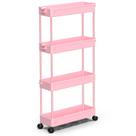Carrinho de Armazenamento Slim Móvel SPACEKEEPER de 4 Níveis Rosa