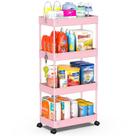 Carrinho de armazenamento SPACEKEEPER de 4 camadas para cozinha e banheiro rosa