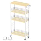 Carrinho de armazenamento YBING 4-Tier Rolling Kitchen White Narrow