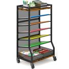 Carrinho de Arquivos ThreeHio 76x41x28cm 7 Andares Madeira e Metal