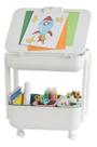 Carrinho De Artes Infantil Com Rodas Mesa Cavalete 3 Caixas Branco